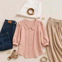 Opaline Women's Striped Sailor Collar Blouse