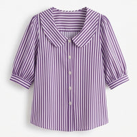 Opaline Women's Striped Sailor Collar Blouse in Lavender