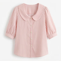 Opaline Women's Striped Sailor Collar Blouse in Light Pink