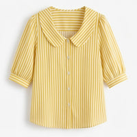 Opaline Women's Striped Sailor Collar Blouse in Yellow