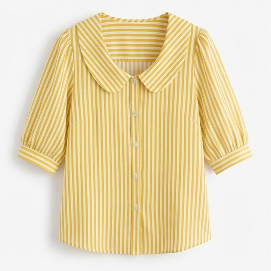Opaline Women's Striped Sailor Collar Blouse in Yellow