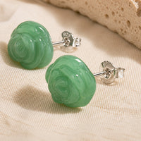 Jade Rose Stud Earrings