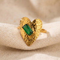 Gilded Emerald Heart Ring