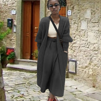 Ophelia Casual Knit Coat in Dark Grey