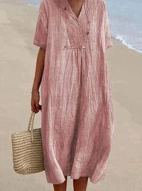 Ophelia Linen Summer Dress in Pink