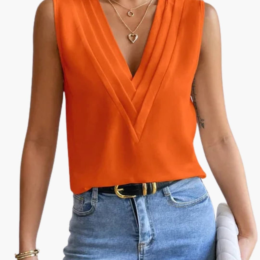 Ophelia Women's Sleeveless Round Neck Top in Orange