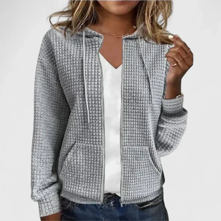 Ophira Women's Quilted Zip Front Jacket in Grey