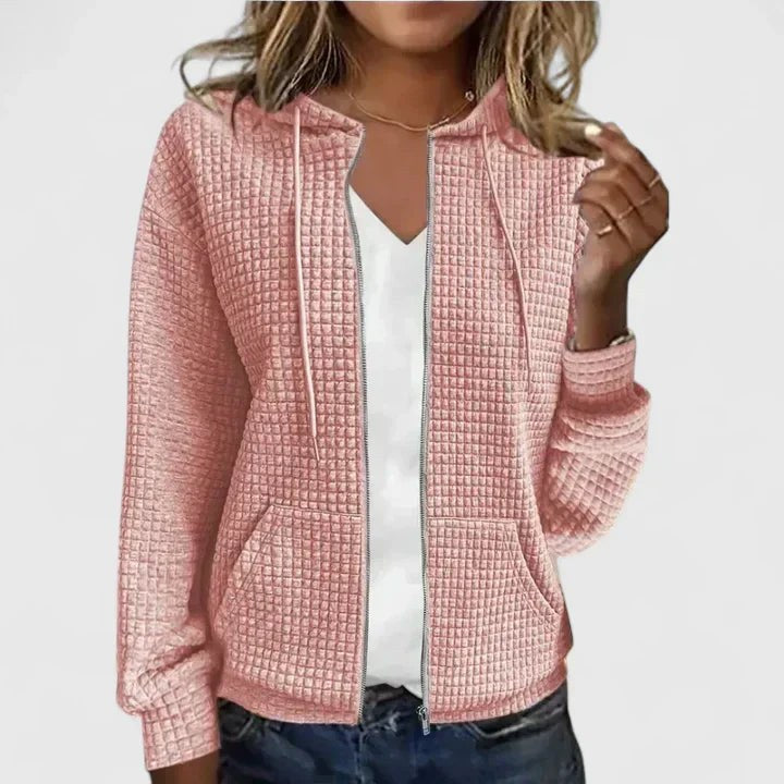 Ophira Women's Quilted Zip Front Jacket in Pink