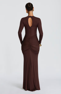 Marisol Maxi Dress – Plum Brown