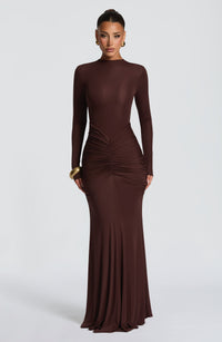 Marisol Maxi Dress – Plum Brown