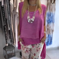 Oriane Women's Two-Piece Set Asymmetric Sleeveless Top & Printed Trousers