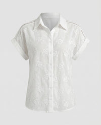 Orianne Airy Blouse with Short Sleeve in White