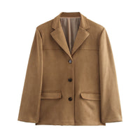Orianne Elegant Jacket with Pockets in Light Brown