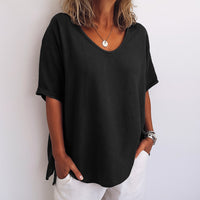 Orinda Women's Relaxed Fit Short Sleeve Casual Top in Black
