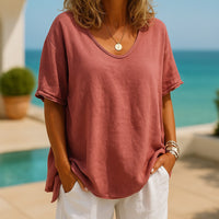 Orinda Women's Relaxed Fit Short Sleeve Casual Top in Dark grey