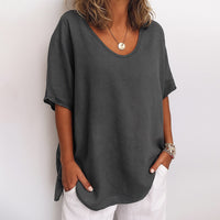 Orinda Women's Relaxed Fit Short Sleeve Casual Top in Dark grey