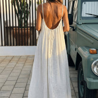 Orinthia Women's Flowy Maxi Dress with Open Back