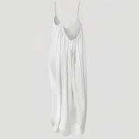 Orinthia Women's Flowy Maxi Dress with Open Back in White