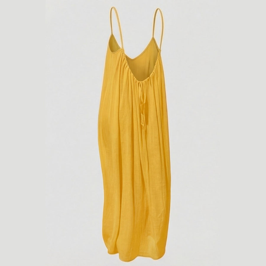 Orinthia Women's Flowy Maxi Dress with Open Back in Yellow