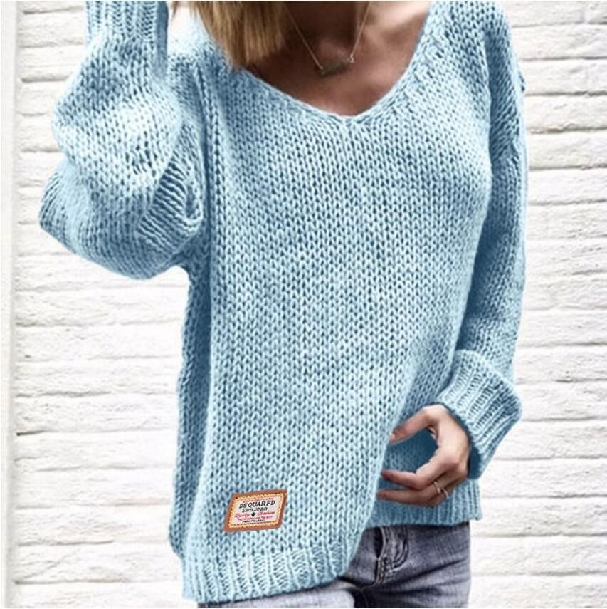 Orla Casual Knit Sweater with V-Neck