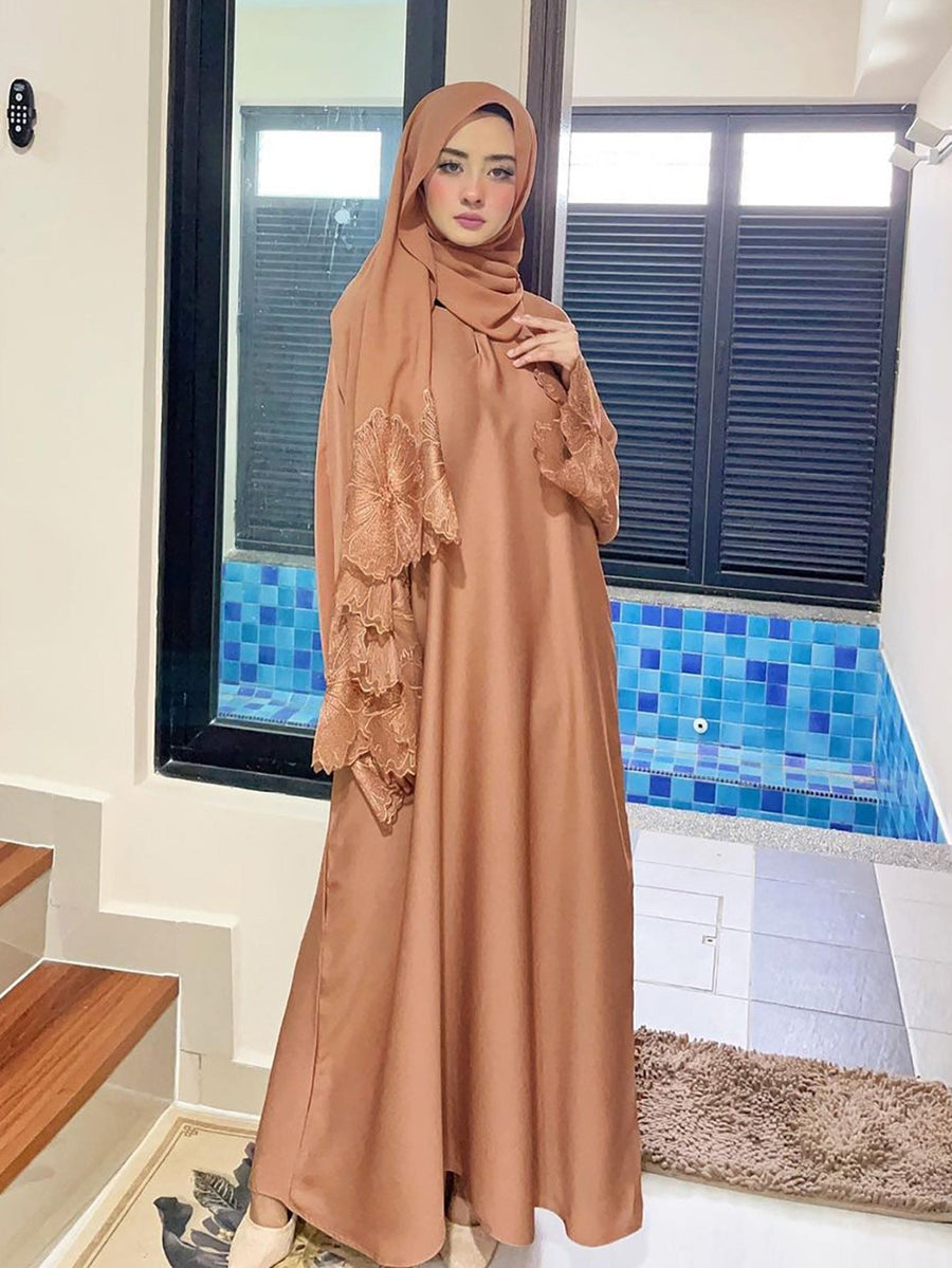 Orla Elegant Lace Dress in Khaki