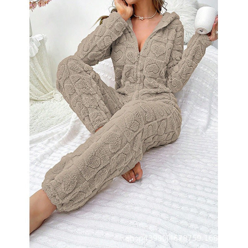 Orla Jumpsuit with Hood in Camel