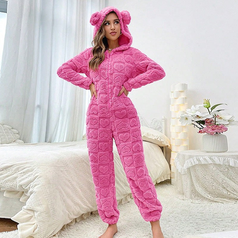 Orla Jumpsuit with Hood in Magenta