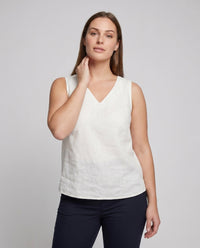 Orla Lightweight Linen Top with V-Neck