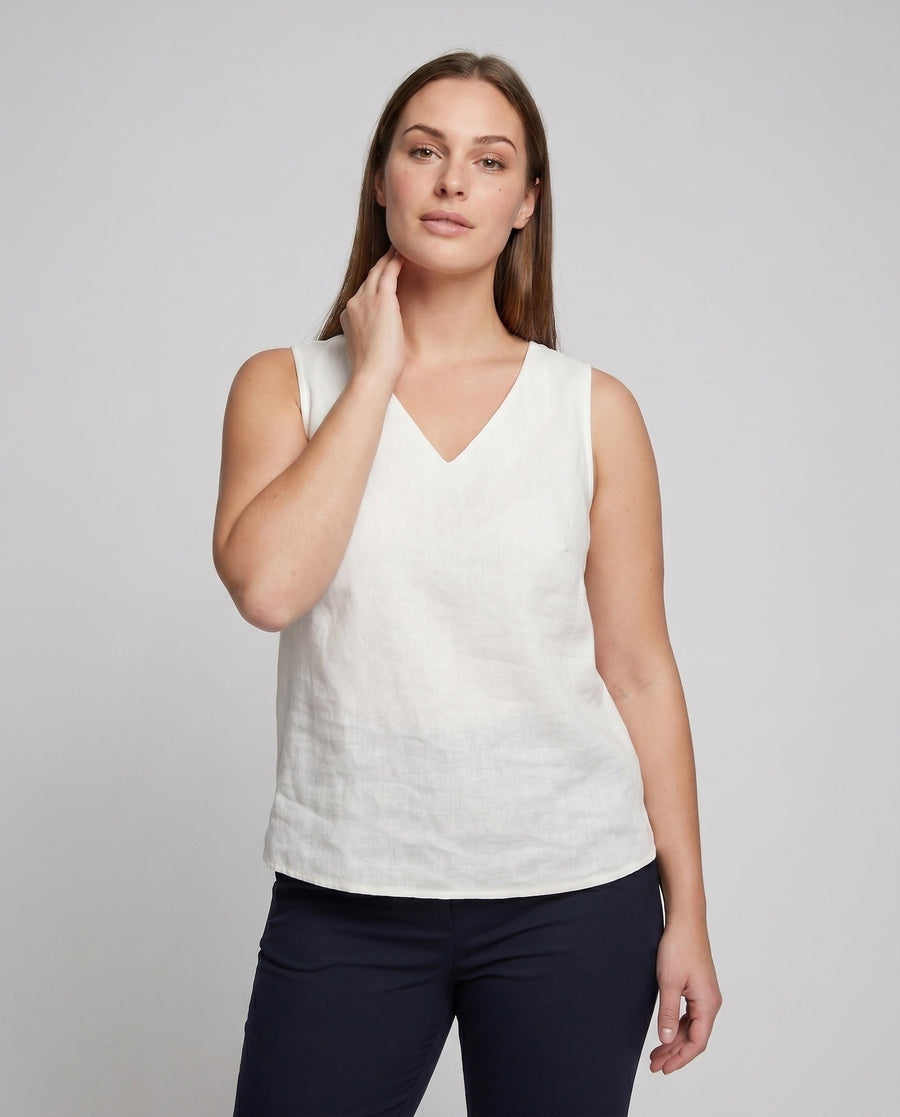 Orla Lightweight Linen Top with V-Neck