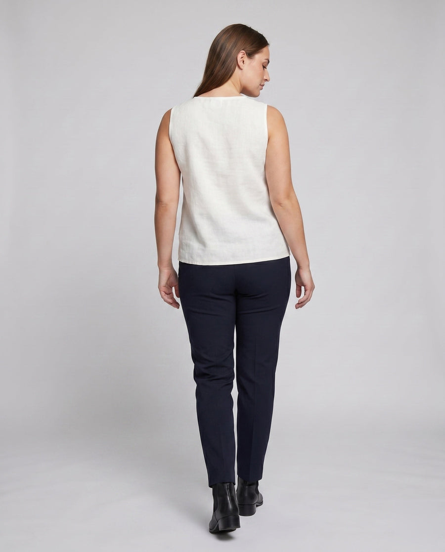 Orla Lightweight Linen Top with V-Neck