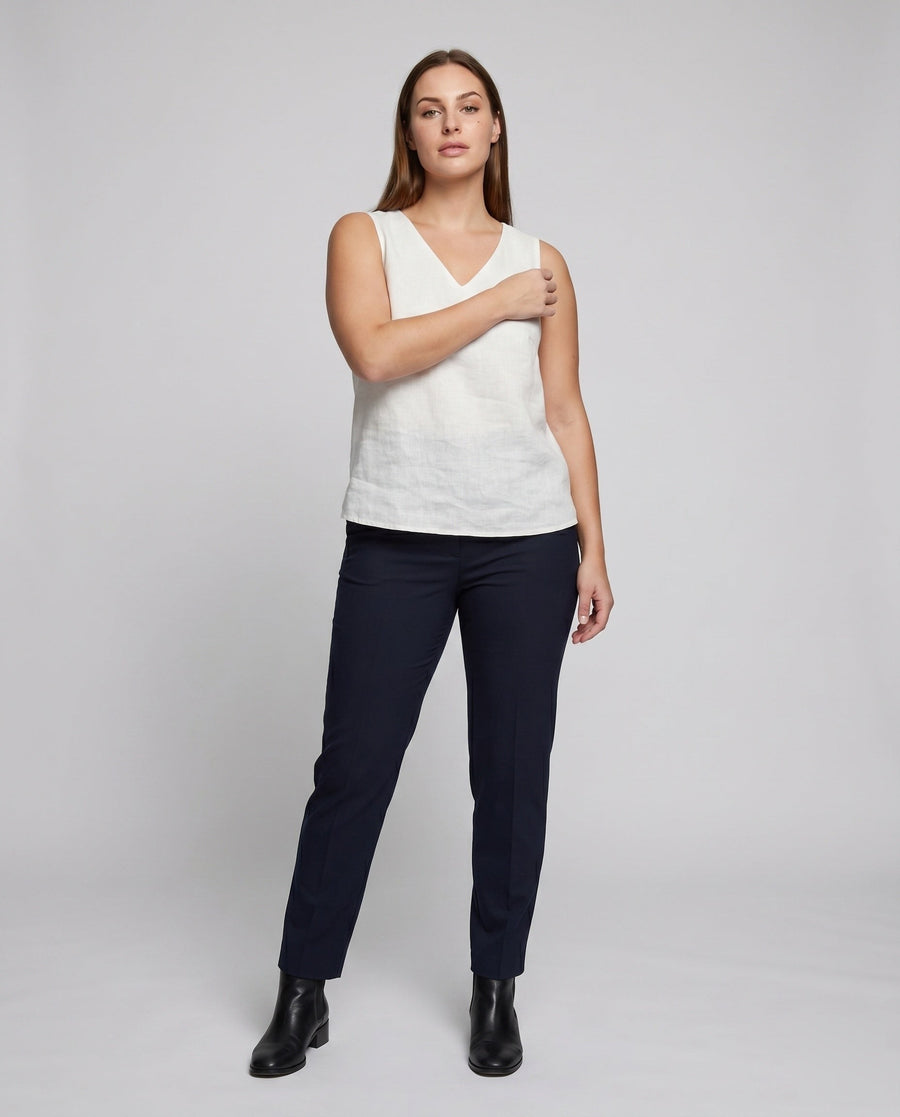 Orla Lightweight Linen Top with V-Neck