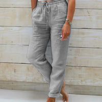 Orla Lightweight Linen Trousers in Grey