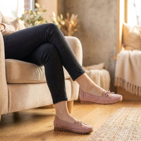 Agnes | Women's Perforated Slip-On Loafers with Bow