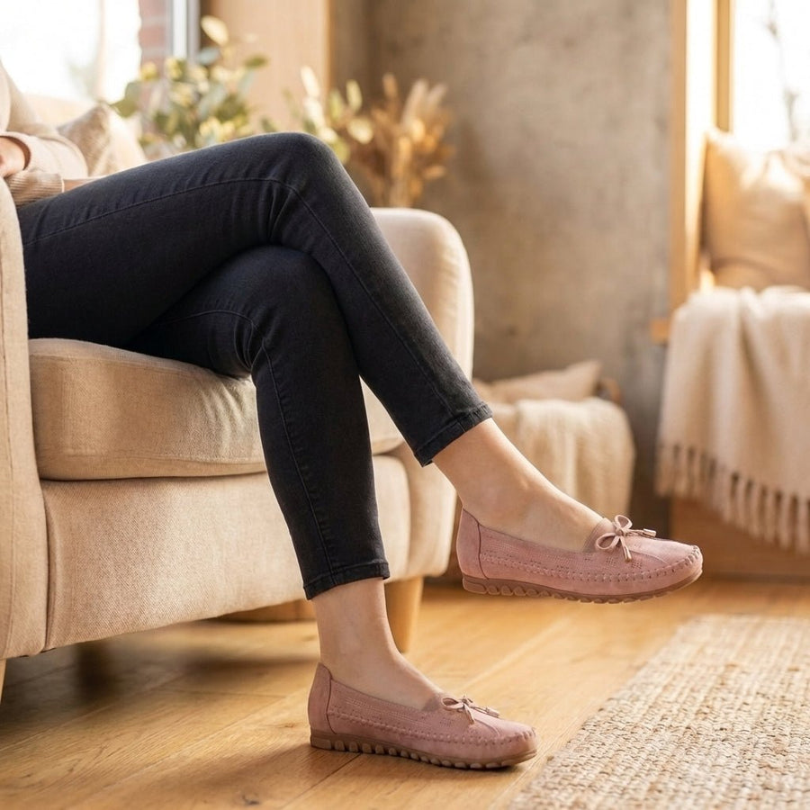 Agnes | Women's Perforated Slip-On Loafers with Bow