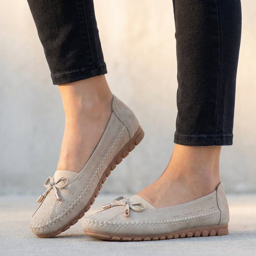 Agnes | Women's Perforated Slip-On Loafers with Bow