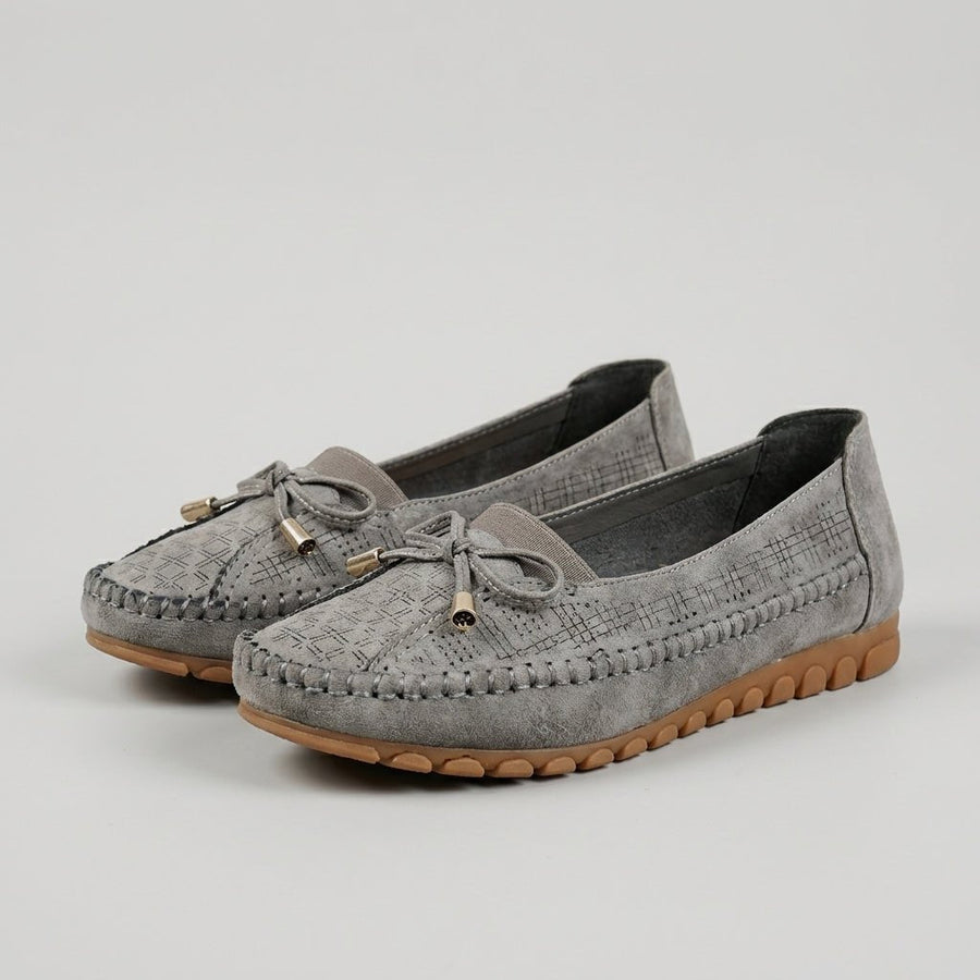 Agnes | Women's Perforated Slip-On Loafers with Bow