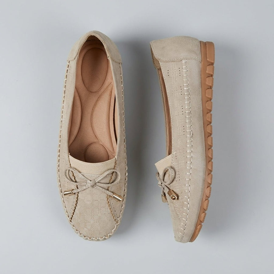 Agnes | Women's Perforated Slip-On Loafers with Bow