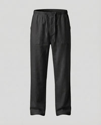 Oskar Airy Linen Trousers in Black