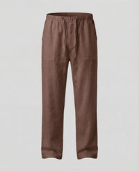 Oskar Airy Linen Trousers in Brown