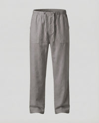 Oskar Airy Linen Trousers in Dark Grey