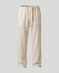 Oskar Airy Linen Trousers in Khaki