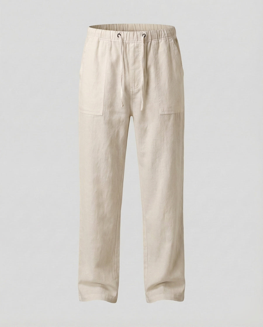 Oskar Airy Linen Trousers in Khaki