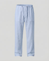 Oskar Airy Linen Trousers in Light Blue