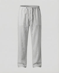 Oskar Airy Linen Trousers in Light Grey
