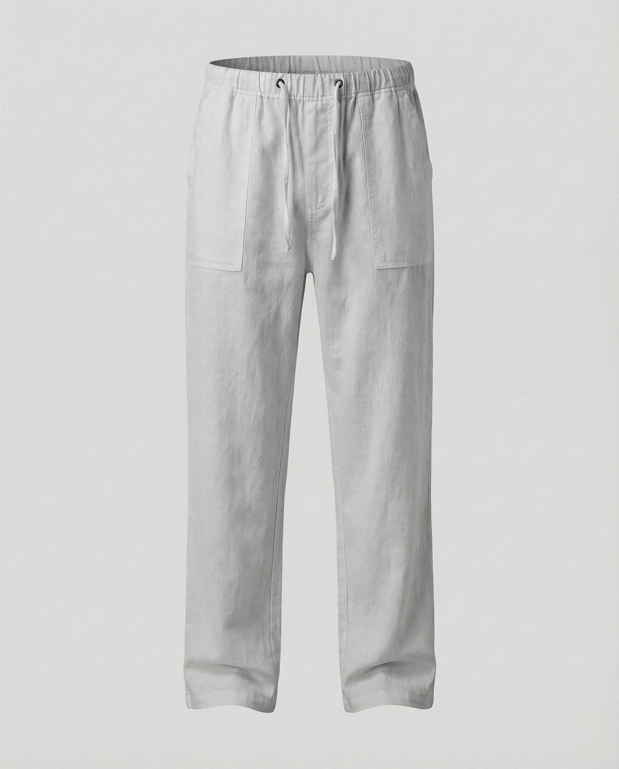 Oskar Airy Linen Trousers in Light Grey