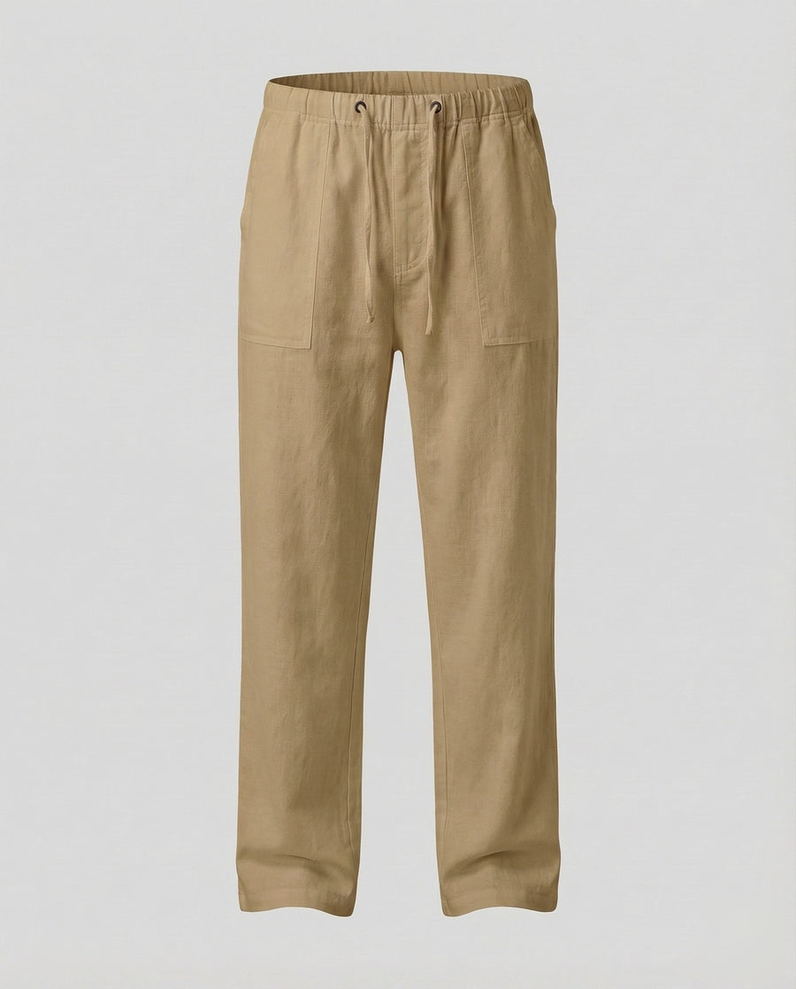 Oskar Airy Linen Trousers in Mustard