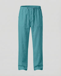 Oskar Airy Linen Trousers in Sky Blue