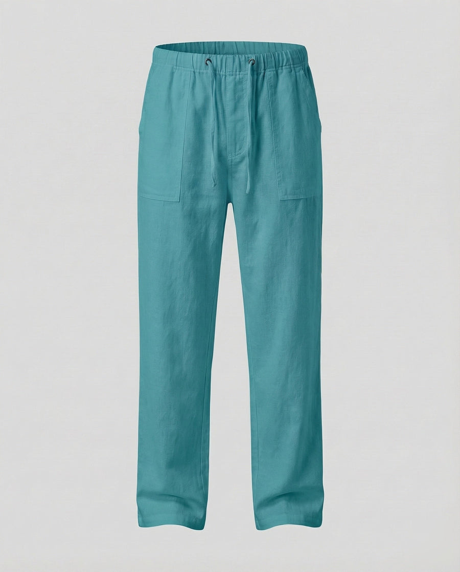 Oskar Airy Linen Trousers in Sky Blue