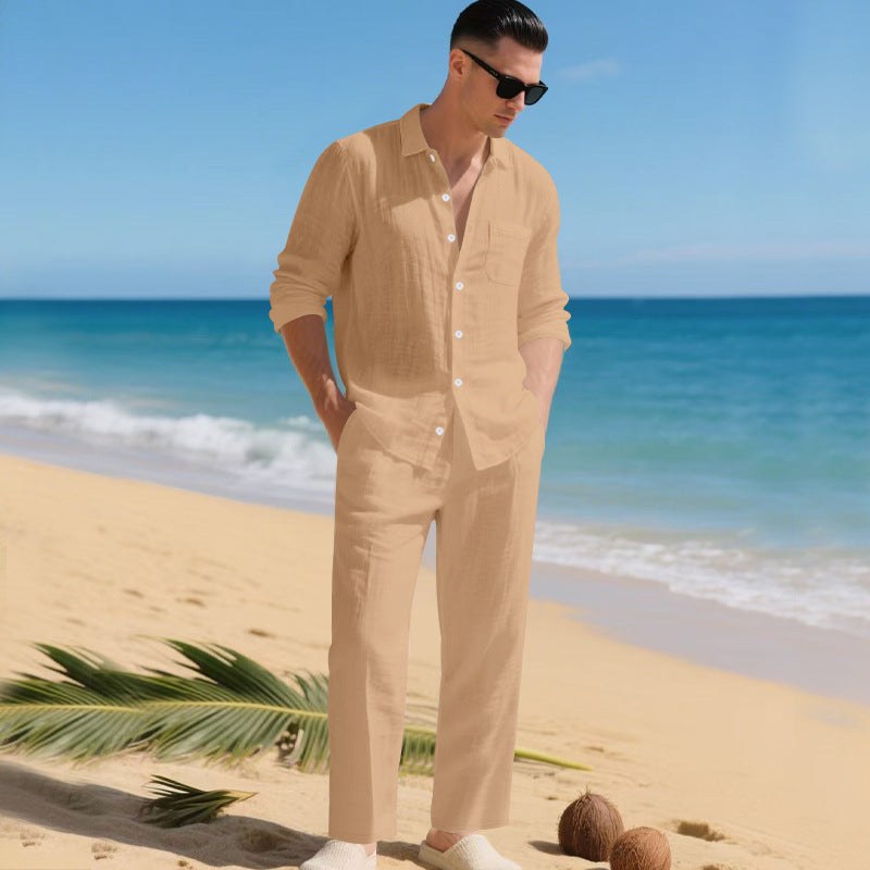 Oskar Elegant Linen Shirt in Erdbraun