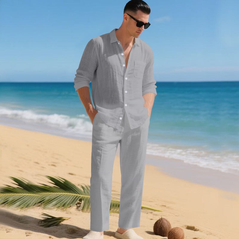 Oskar Elegant Linen Shirt in Grey